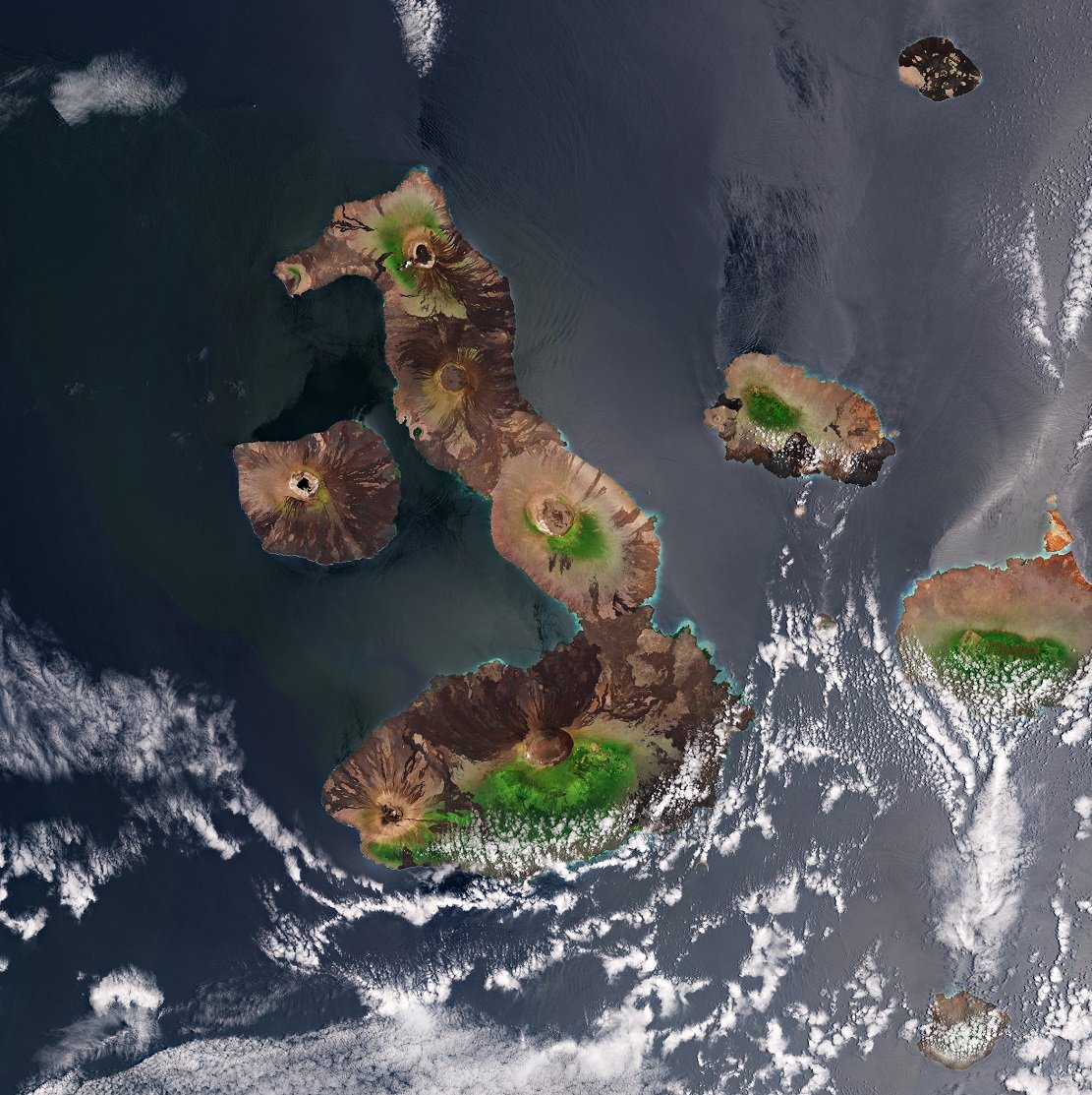 The enchantment of Galapagos Islands from space.